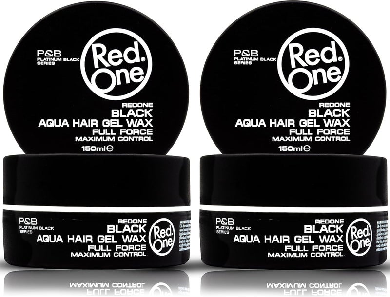 RedOne Aquatic Hair Wax Black 150 ml x 2 Ultra Hold Hair Styling Wax for Men Women Strong Control Long Lasting Shine Look Barber Quality Gel Wax Lime Scent Maximum Control Pack