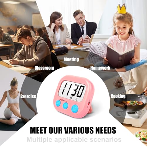 AOUCE 2 Pack Kitchen Timers Loud Ring Digital Timers for Cooking Magnetic Pink - Image 5