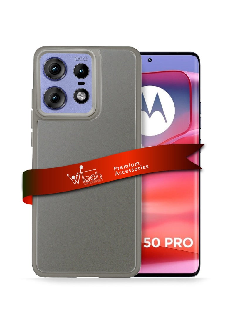 Wtech Hard Silicone Hybrid Translucent Slim Stylish Case Cover For Motorola Edge 50 Pro 5G 2024 Grey  - Image 1