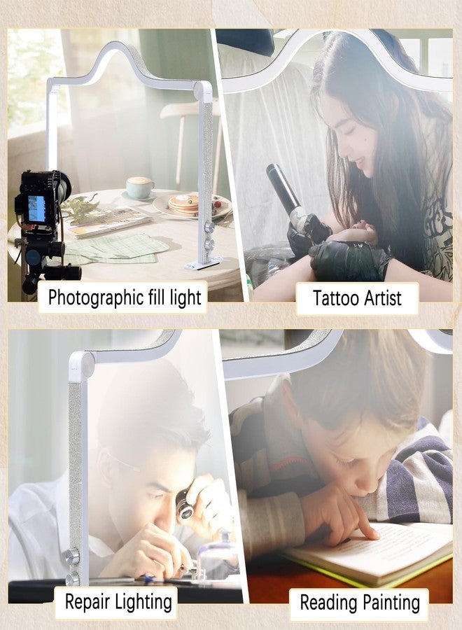 KEDAO Nail Light for Desk Half Moon Light for Nail Desk 34Inch Foldable LED Table Lamp Manicure for Table Adjustable Dimmable Half Moon Lamp for Lash Beauty Tattoos Crafts White - Image 5