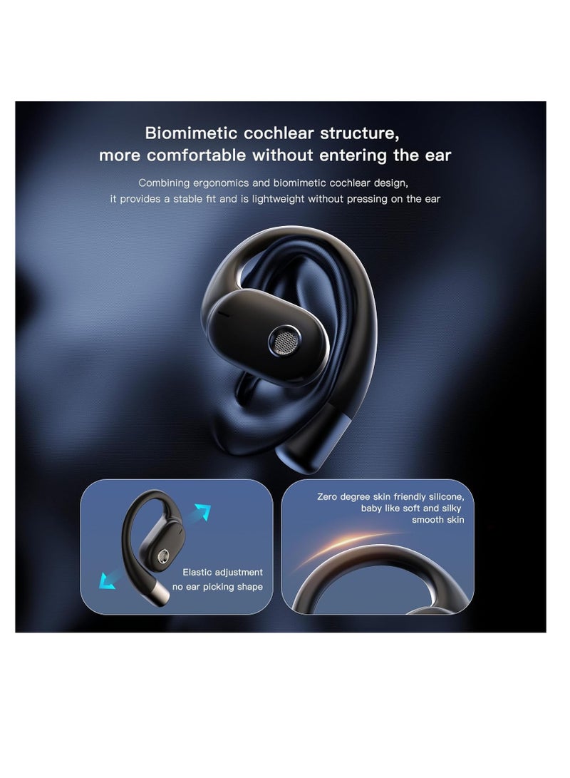 PEJE PEJE L09 Bluetooth Earphones, Wireless Earbuds,Air Conduction Bluetooth 5.3 Headphone Sport,2025 Bluetooth Earbuds Stereo Deep Bass Over Ear Bud, 24 Hours Beige - Image 4
