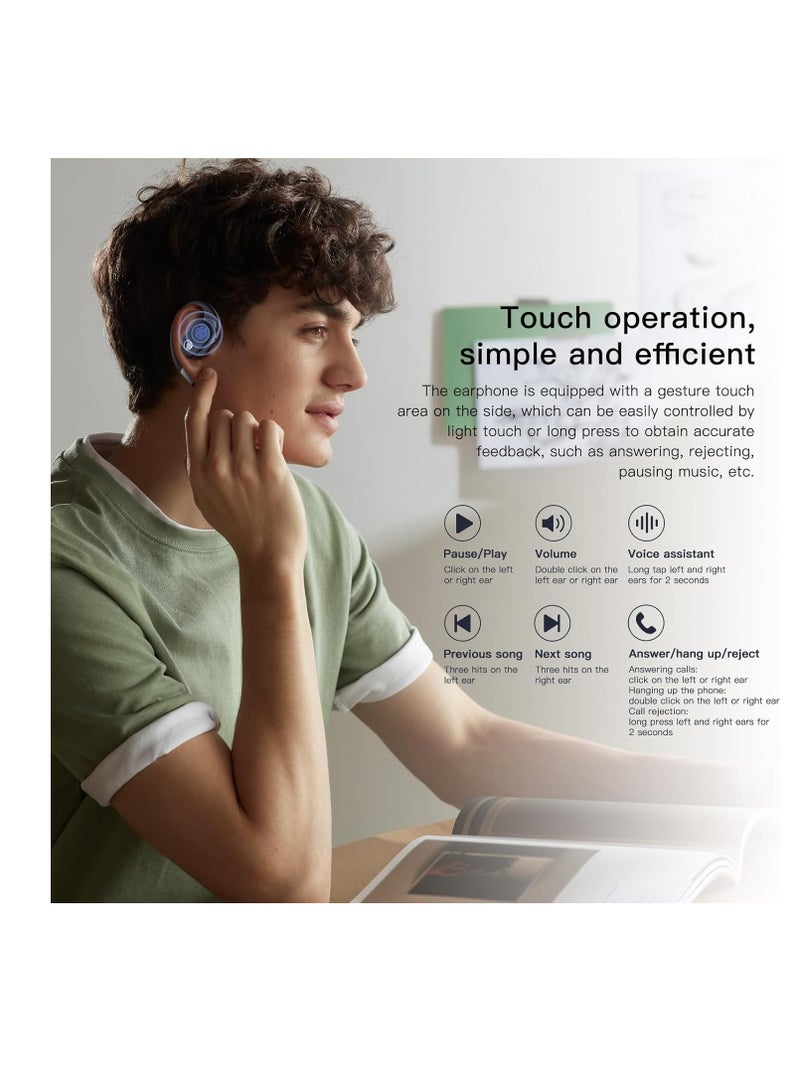 PEJE PEJE L09 Bluetooth Earphones, Wireless Earbuds,Air Conduction Bluetooth 5.3 Headphone Sport,2025 Bluetooth Earbuds Stereo Deep Bass Over Ear Bud, 24 Hours Beige - Image 2