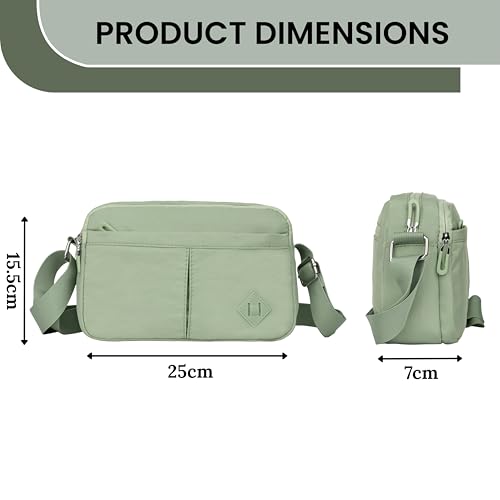 PRANIJ Women’s Crossbody Bag – Lightweight Waterproof Shoulder Bag with Multiple Pockets, Adjustable Strap, Stylish Travel Purse for Everyday Use (Sage Green) - Image 4