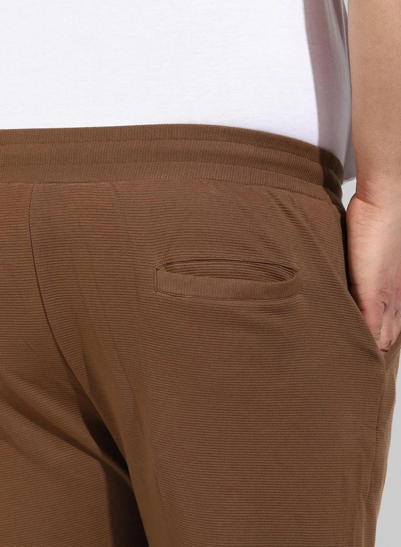 Instafab Plus Men's Cotton Solid Brown Regular Fit Trackpants