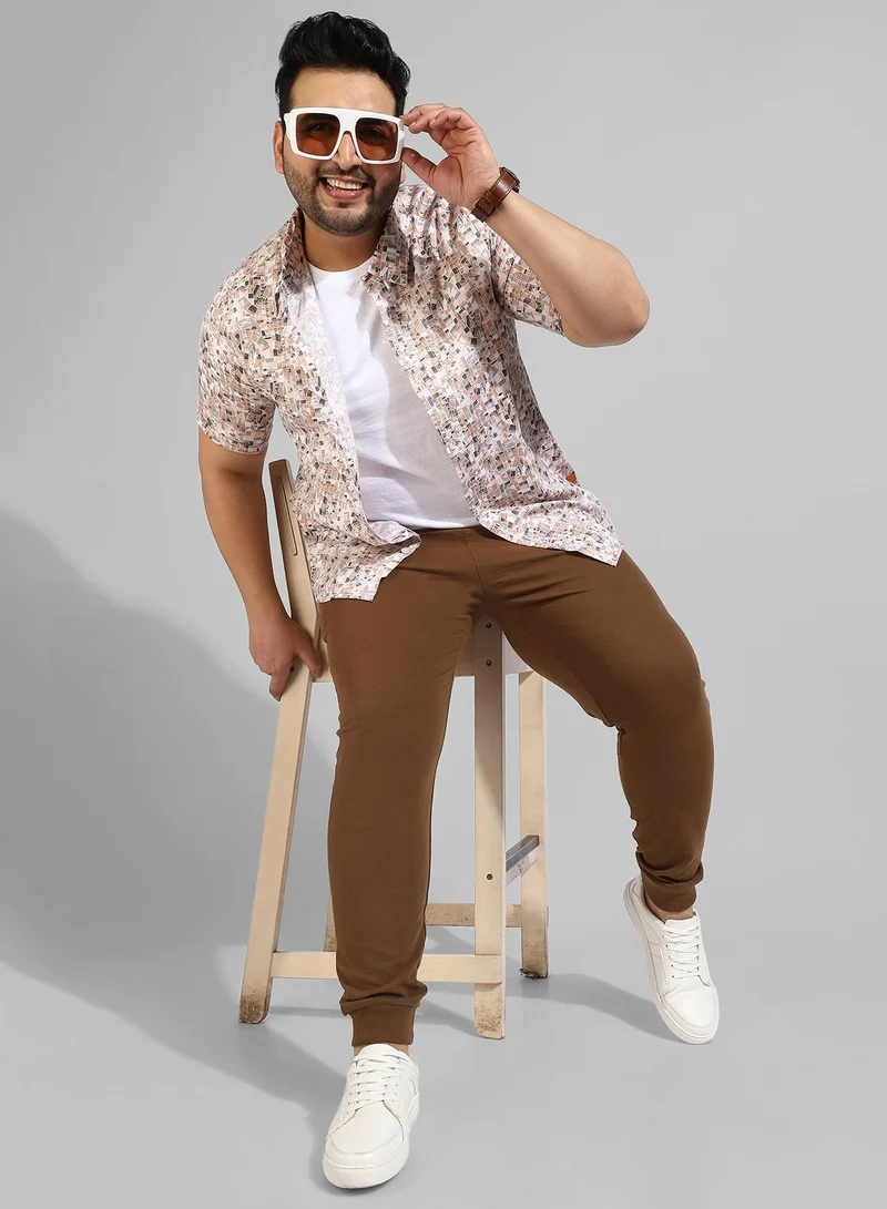 Instafab Plus Men's Cotton Solid Brown Regular Fit Trackpants