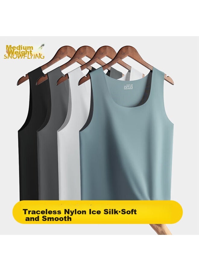 SNOWFLYING Xuezongfei 2-pack Ice Silk Tank Top For Men, Autumn And Winter Fitness Sports Seamless Vest, Sleeveless Undershirt For All Seasons - Image 1