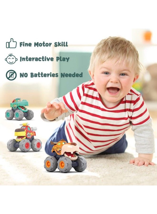 Woby Monster Truck Car Toys For 1218 Months Baby,12 Birthday Gifts Toys,3 Pack Of Friction Powered Pull Back Animal Cars Vehicles - Image 4