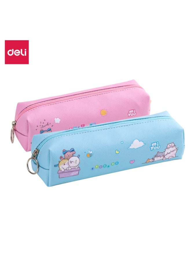 Deli Deli EH902 Pencil Pouch – 19x5x5cm, Blue/Pink,Smooth Durable Zip, Stylish Color Blend  - Image 1
