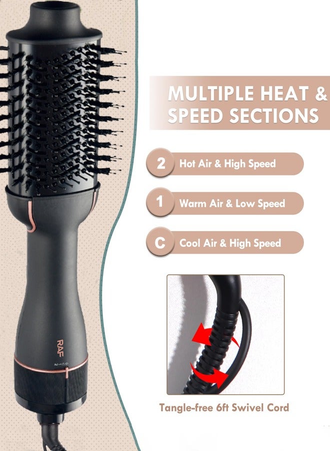آر إيه أف مجفف الشعر فرشاة ضربة مجفف في واحد ، 3 في 1 مجفف الشعر و الطراز فولوميزر مع الأيونات السالبة المضادة للتجعد السيراميك التيتانيوم برميل ، 3 إعدادات الحرارة ، المهنية صالون الهواء الساخن فرشاة فرد فرشاة لجميع أنواع الشعر ، 1200 واط ر. 411 جرام - Image 4