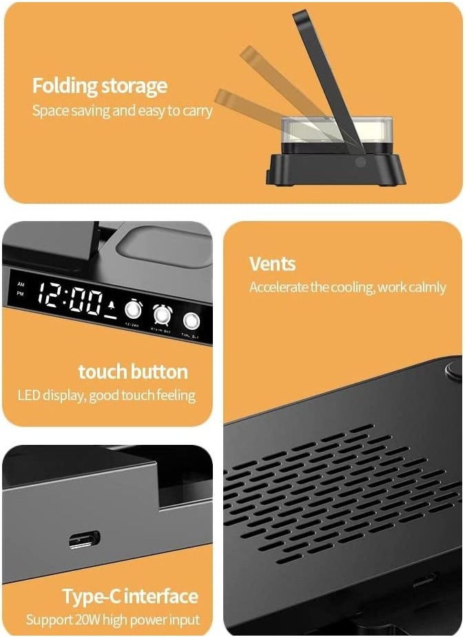 Generic - Wireless Charging Station with Alarm Clock LED Night Light 4 in 1 Fast Wireless Charger for iPhone 14/13/12/11/Pro/Max/XS/XR Wireless Charging Stand Dock for Apple Watch (White) - Image 1