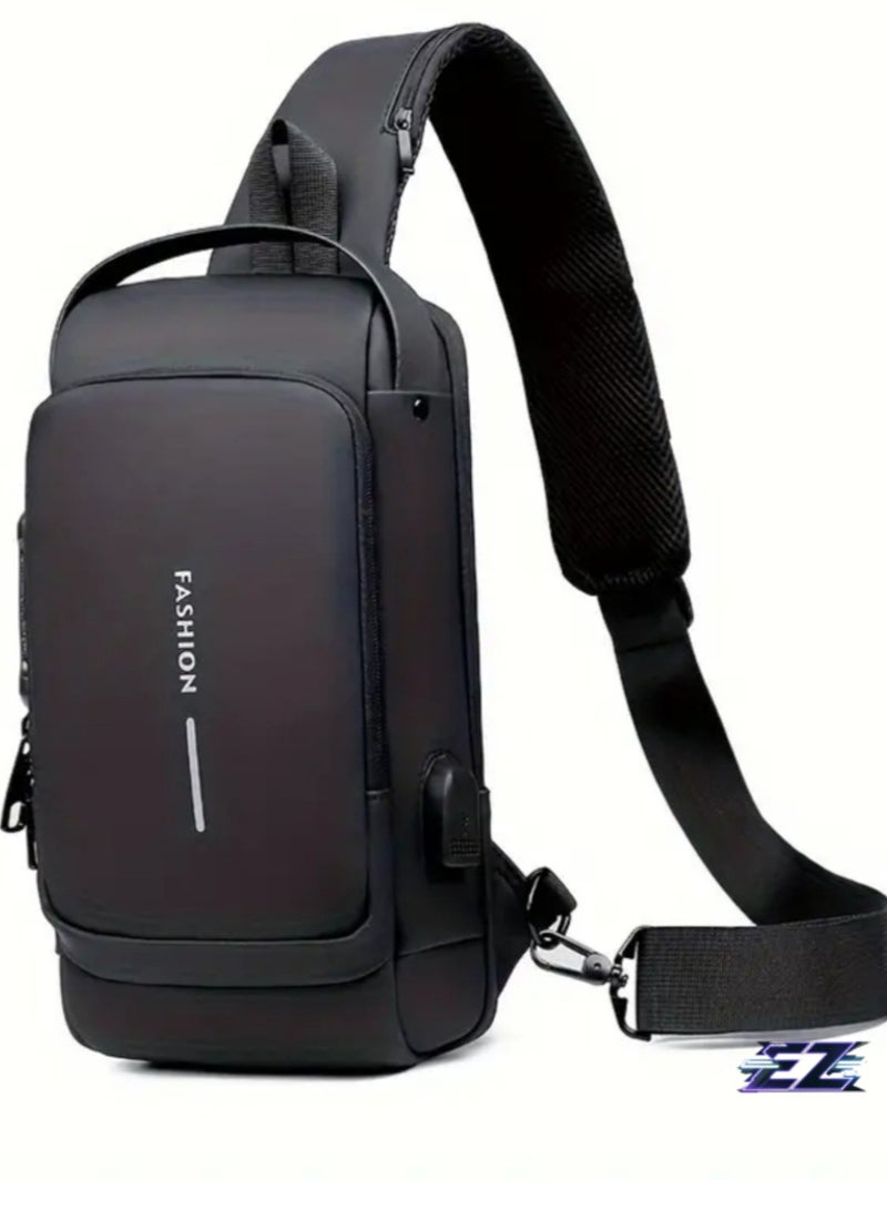 ELTRAZONE Waterproof Oxford Fabric Crossbody Bag with Password Lock - Anti-Theft Motorcycle Chest Pack for Men & Women - Ideal Gift for Valentine's Day, Father's Day, and Birthdays - Image 1