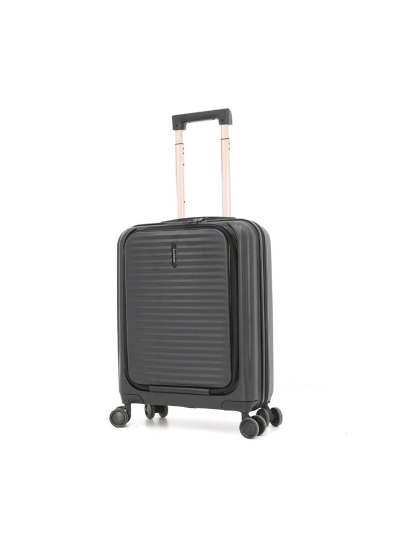 GIORDANO - Giordano Hardside Double Spinner Wheel Luggage Trolley Bag 20 inch Cabin Size ,Black - Image 1