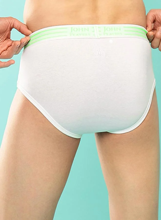 John Players John Player Pack of 2 - Solid Briefs with Striped Waistband