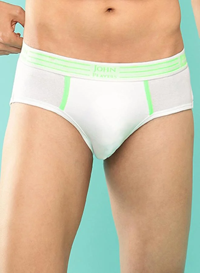 John Players John Player Pack of 2 - Solid Briefs with Striped Waistband