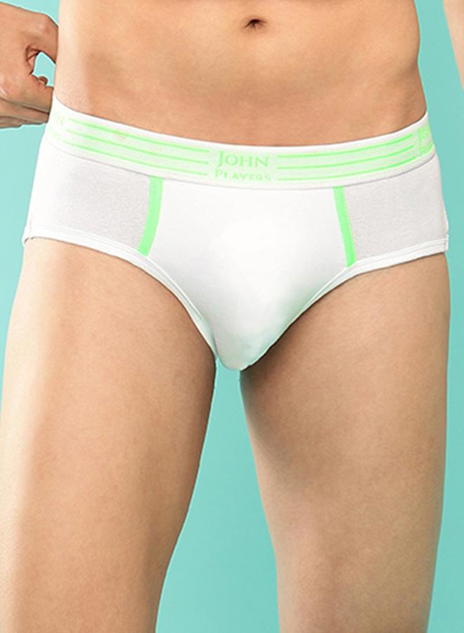 John Players John Player Pack of 2 - Solid Briefs with Striped Waistband - Image 2