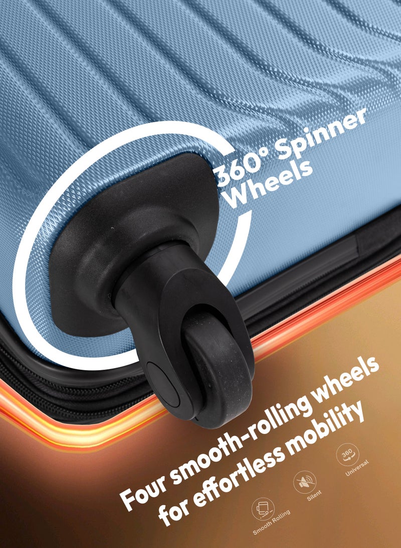 ستارجولد مجموعة أمتعة من 4 قطع، حقيبة سفر صلبة من مادة ABS مع سحاب قابل للتمدد، وعجلات دوارة 360 درجة، وقفل رقمي، وحقيبة سفر خفيفة الوزن بعجلات - Image 3