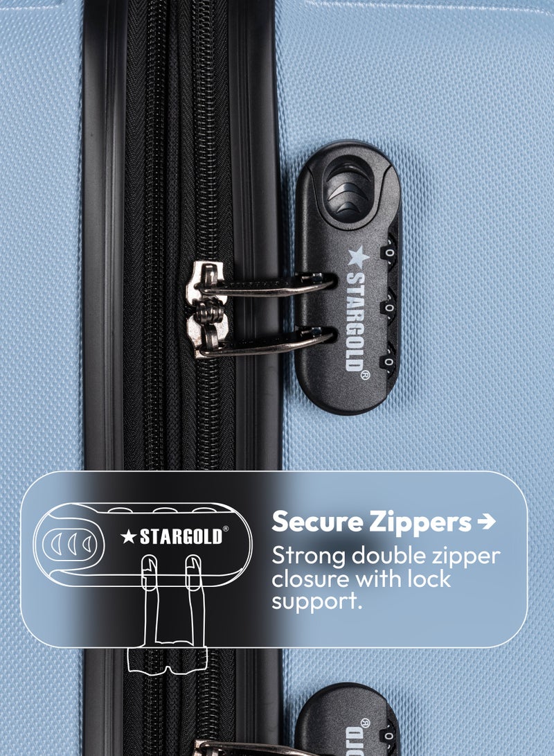 ستارجولد مجموعة أمتعة من 4 قطع، حقيبة سفر صلبة من مادة ABS مع سحاب قابل للتمدد، وعجلات دوارة 360 درجة، وقفل رقمي، وحقيبة سفر خفيفة الوزن بعجلات - Image 4