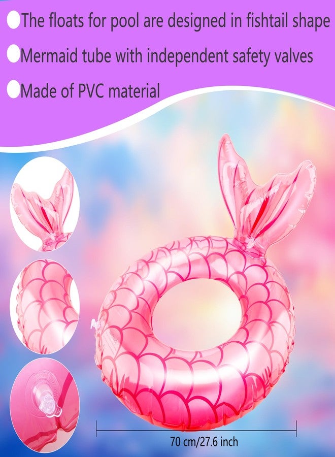 Fahacop 6 Pcs Kids Inflatable Swimming Ring Inflatable Mermaid Pool Float for Boys and Girls Summer Outdoor Beach Pool Swimming Party Supplies, 3 Colors - Image 2