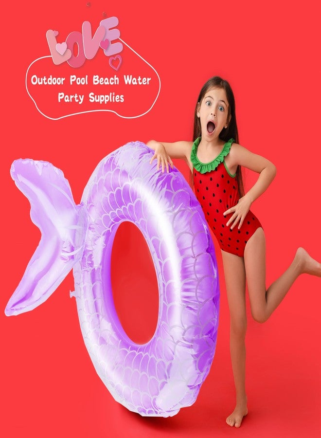 Fahacop 6 Pcs Kids Inflatable Swimming Ring Inflatable Mermaid Pool Float for Boys and Girls Summer Outdoor Beach Pool Swimming Party Supplies, 3 Colors - Image 3