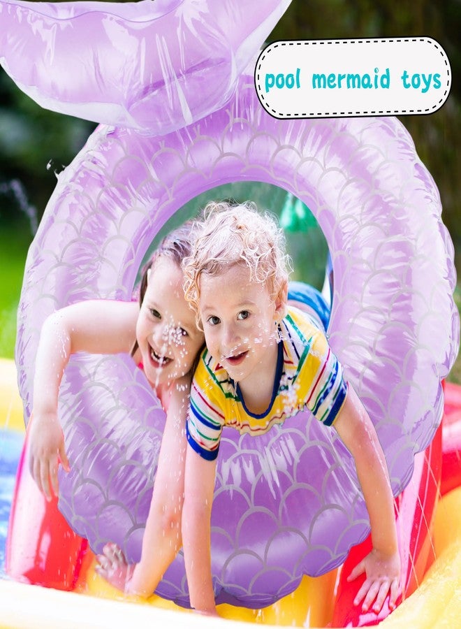 Fahacop 6 Pcs Kids Inflatable Swimming Ring Inflatable Mermaid Pool Float for Boys and Girls Summer Outdoor Beach Pool Swimming Party Supplies, 3 Colors - Image 5