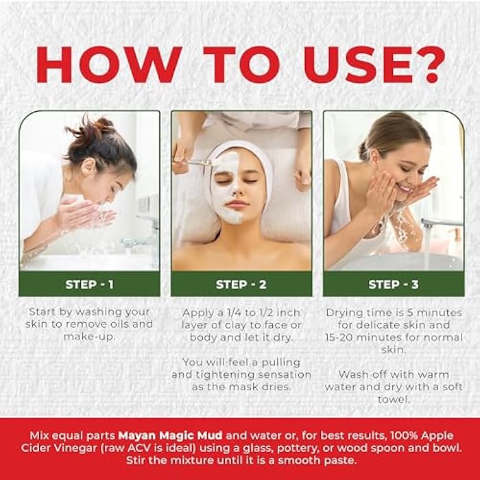 Mayan Magic Mud Powerful Deep Pore Cleansing White Kaolin Clay - Natural Face Mask Peel For Men And Women - USA Made Full Facial Skin Care - Spa Level Beauty Products That Cleanse Skin - 16 Oz - Image 5