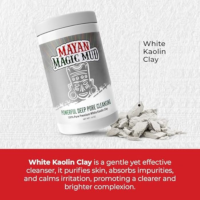 Mayan Magic Mud Powerful Deep Pore Cleansing White Kaolin Clay - Natural Face Mask Peel For Men And Women - USA Made Full Facial Skin Care - Spa Level Beauty Products That Cleanse Skin - 16 Oz - Image 3