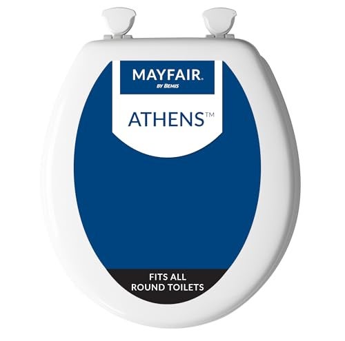 Mayfair Athens Toilet Seat, Easy Clean Hinges and Durable Wood Seat, Round, White - Image 1