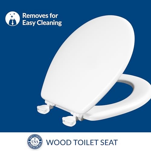 Mayfair Athens Toilet Seat, Easy Clean Hinges and Durable Wood Seat, Round, White - Image 2