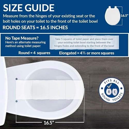 Mayfair Athens Toilet Seat, Easy Clean Hinges and Durable Wood Seat, Round, White - Image 5
