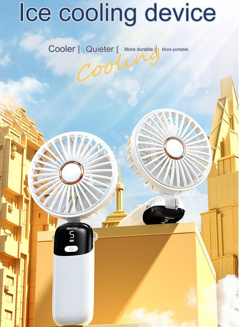 Foldable Handheld Fan-5 Gear Personal Fan-Mini Fan Multifunctional-Digital Display Silent Fan-Long Endurance Pocket Fan-Color Blue - Image 3