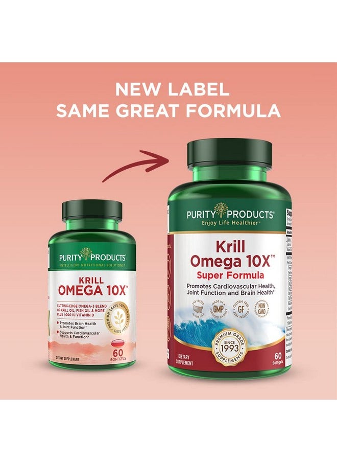 Purity Products - Purity Products Krill Omega-3 10x more EPA and DHA Super Formula Premium PhosphoBoost Krill Oil + Astaxanthin - Supports Joint Comfort + Flexibility - No Fish Burps LemonLock System - 60 SoftGels - Image 1