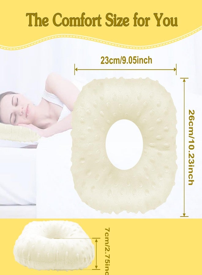 LYMOI Ear Piercing Pillow, Side Sleeper Pillow with an Ear Hole, Ear Protector Pillow for Ear Pain CNH Piercing Pain Relief Sleeping Pressure Sores, Minky Dot Beige (Squre) - Image 2