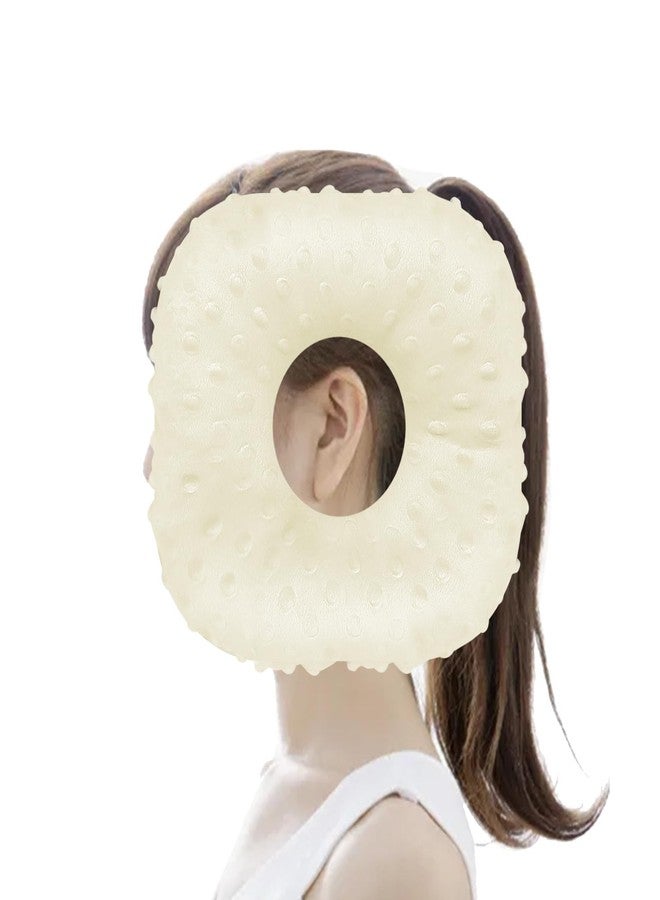 LYMOI Ear Piercing Pillow, Side Sleeper Pillow with an Ear Hole, Ear Protector Pillow for Ear Pain CNH Piercing Pain Relief Sleeping Pressure Sores, Minky Dot Beige (Squre) - Image 1