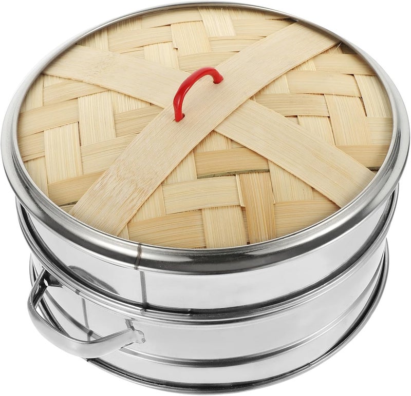 Stainless Steel Rim Lid Double-handle Steamer Basket 18cm Set for Dumpling Cooking Kitchen Supplies Traditional Chinese Food Steamer Style - Image 1