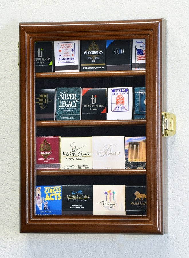 sfDisplay.com,LLC. XS Matches Matchbook Display Case Cabinet Holder Rack Box Holds up to 20 Match Books, 98% UV, Lockable (Walnut Finish) - Image 1