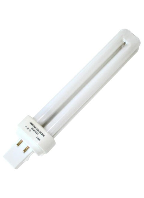 مصباح فلورسنت مدمج موفر للطاقة من OSRAM Dulux D/E بقوة 26 وات – G24q-3 رباعي السنون | 1800 لومن | مصباح فلورسنت مدمج موفر للطاقة | Lumilux Warm White | OS-DULUX-DE-26W-WW