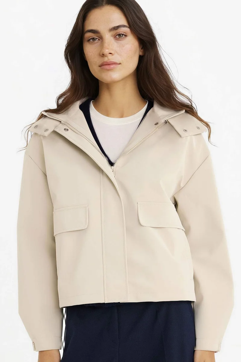 ديفاكتو Regular Fit Fleece Lined Faux Leather Raincoat