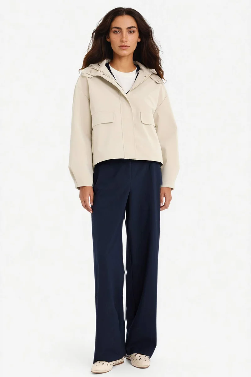 ديفاكتو Regular Fit Fleece Lined Faux Leather Raincoat