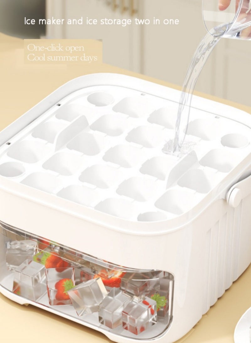 TDAO Ice Molds，Quick Freezer Double Layer 50-Grid Ice Cube Tray, One-Touch Press Ice Cube Mold with Lid and Scoop, Easy Press to Release, Portable Handle for Travel, Party, Home and Kitchen Use, A Must-Have Premium Ice Cube Tray for Hot Climates, Easy Release Design for Summer Drinks (White) - Image 4