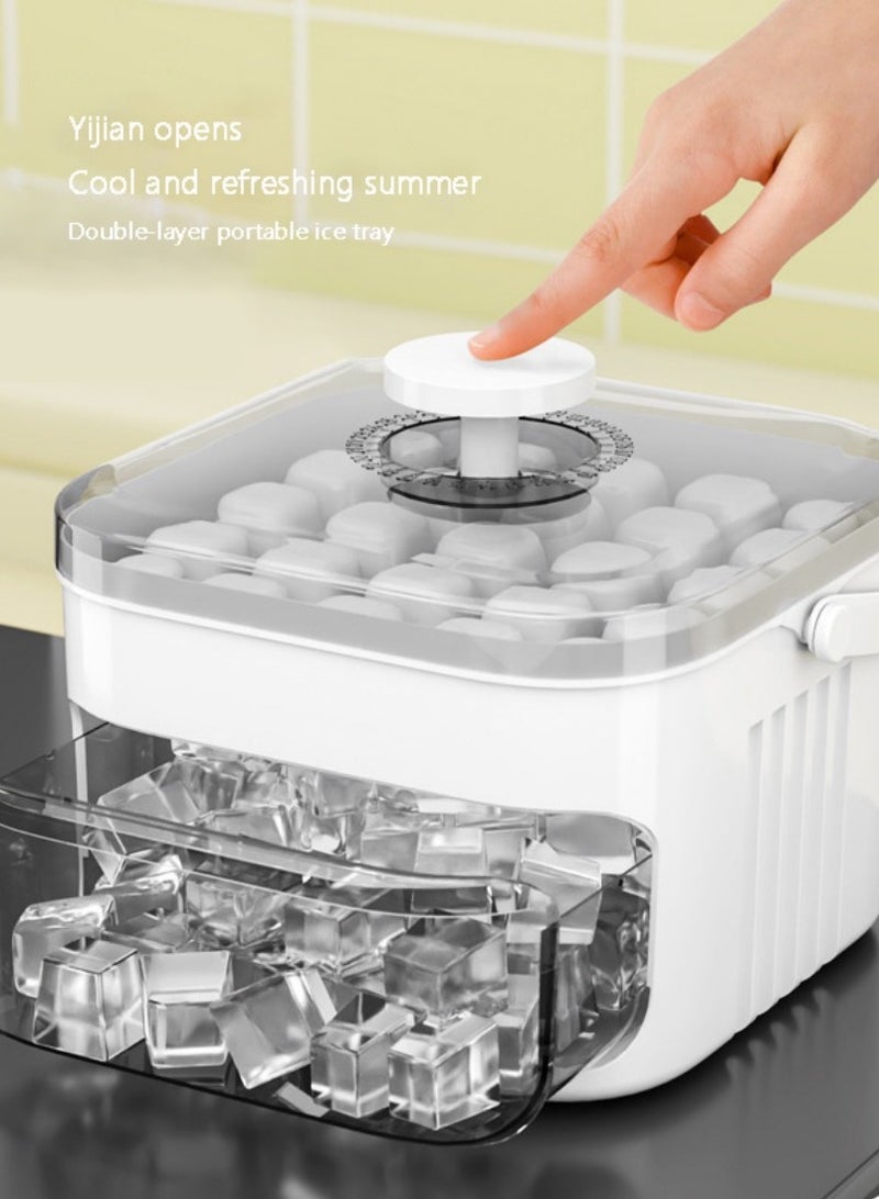 TDAO Ice Molds，Quick Freezer Double Layer 50-Grid Ice Cube Tray, One-Touch Press Ice Cube Mold with Lid and Scoop, Easy Press to Release, Portable Handle for Travel, Party, Home and Kitchen Use, A Must-Have Premium Ice Cube Tray for Hot Climates, Easy Release Design for Summer Drinks (White) - Image 5