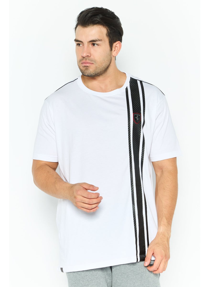 Men Crew Neck Short Sleeves Striped T-Shirt, White - pzsku/Z3AEE958D699519DE0380Z/45/_/1737642045/731a65c4-0d73-4431-9fe0-9816ac62951b