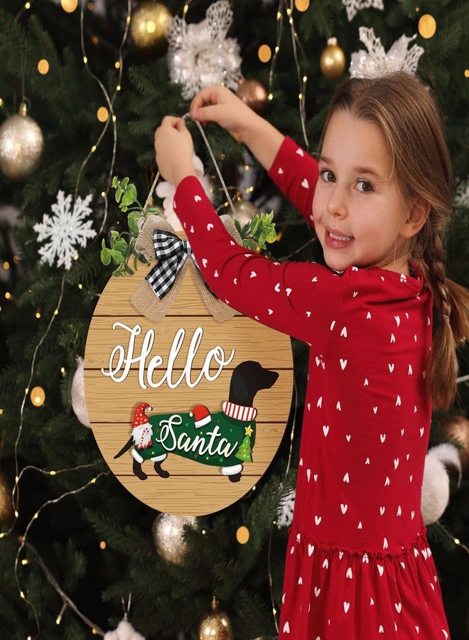 جلينمال مجموعة ديكور باب جلينمال مكونة من 16 قطعة على شكل كلب داشهوند، مناسبة لجميع المواسم والأعياد، لافتة ترحيبية لطيفة على شكل كلب داشهوند لعيد الميلاد، لافتات خشبية ريفية لباب المنزل الأمامي الخارجي (بني). - Image 3