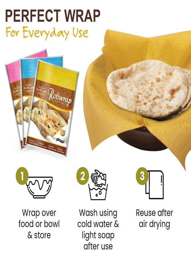 Embuer Reusable Roti Wrap - 12 Pcs (Orange) and Kitchen Cleaning Roll - 80 Pulls | Eco-Friendly, Reusable and washable Roti Wrap and Kitchen cleaning Rolls, Keep Food Fresh, Odourless, Hygienic - Image 3