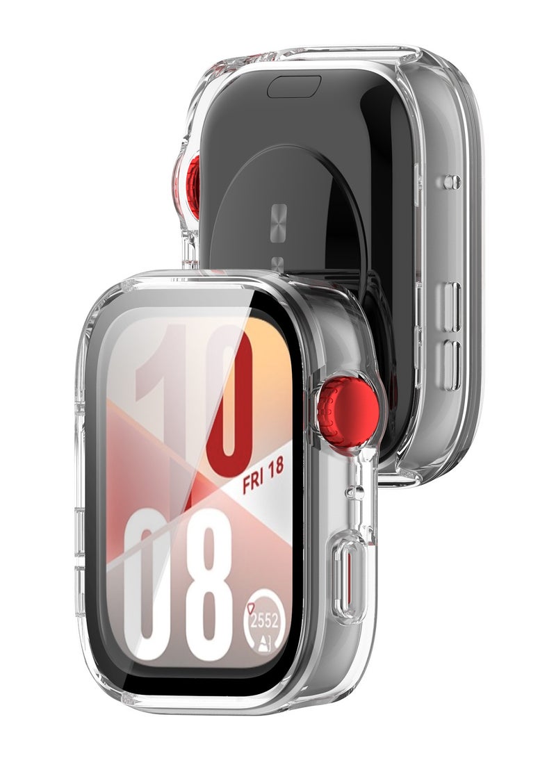 Case for Huawei Watch Fit 4,PC Shell Tempered Glass Integrated Design,Anti Fall and Scratch Resistant,High-definition and Transparent,Clear - Image 2