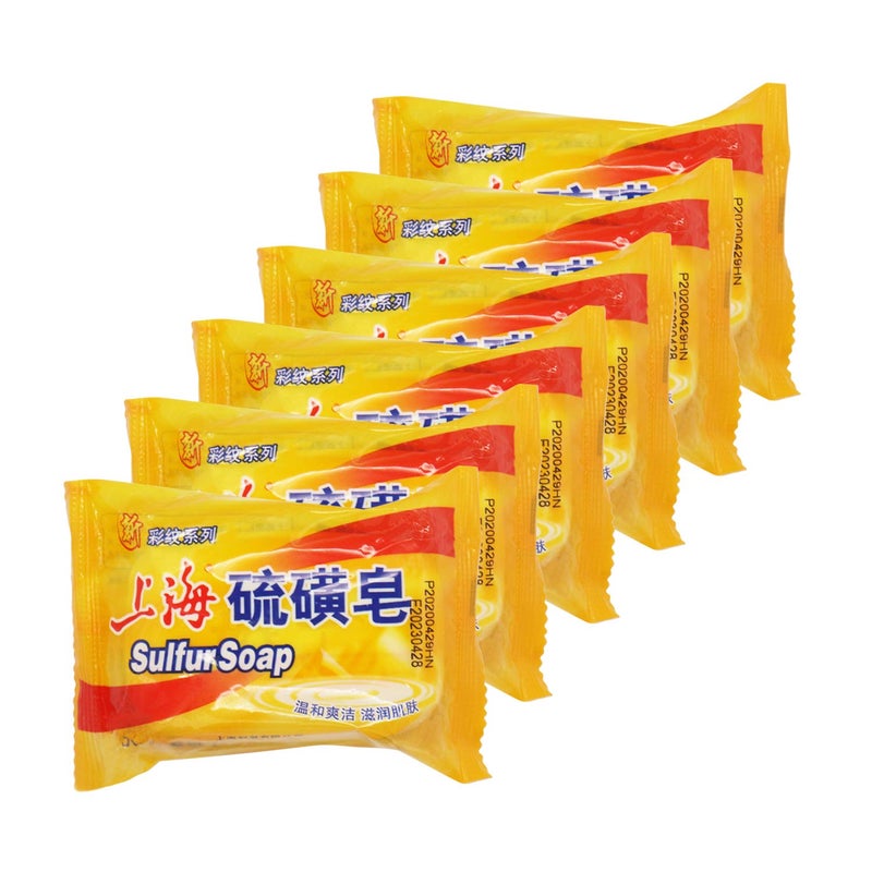Bee & Flower Shanghai Sulfur Soap 10% Sulfur Soap Bar Face and Body Acne Treatment Sulphur Bar Soaps 3.4 Oz (6 Packs) - Image 1