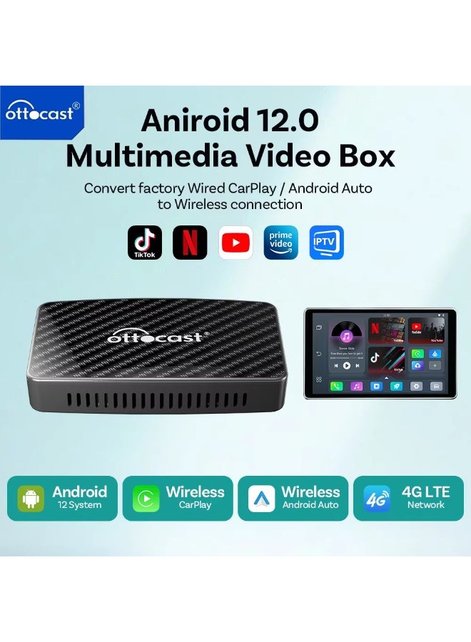 OTTOCAST Play2 Video Pro Carplay Ai Box Wireless Android Auto Adapter Built in Youtube Netflix For VW Benz Ford 99% of Cars - Image 3