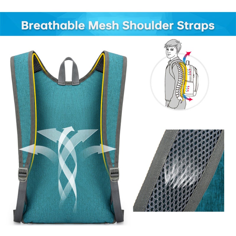 VANAHEIMR Foldable Backpack: Green High-Quality Oxford Fabric Lightweight Rip-Stop Water-Resistant - Adjustable Padded Mesh Shoulder Straps Travel Backpack for Hiking Outdoor Travel - Image 5