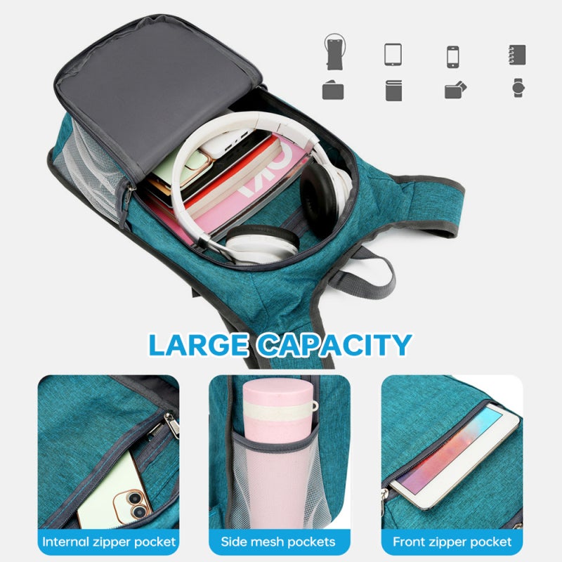 VANAHEIMR Foldable Backpack: Green High-Quality Oxford Fabric Lightweight Rip-Stop Water-Resistant - Adjustable Padded Mesh Shoulder Straps Travel Backpack for Hiking Outdoor Travel - Image 3