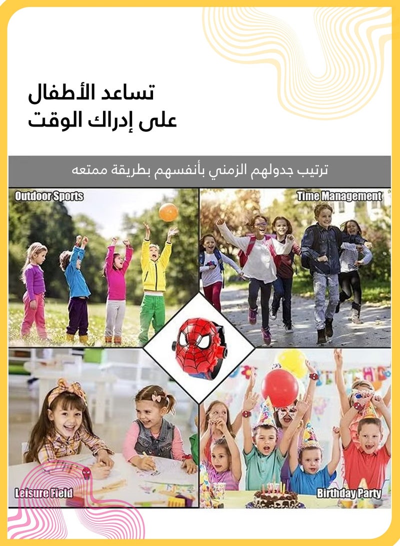 She&Little Spiderman Kids Projection Watch, Watches For Kids, Kids Digital Watch, 24 Cool Projection Images with Flip Cover, Digital Display, Adjustable Strap, Superhero Gift for Children - Image 5