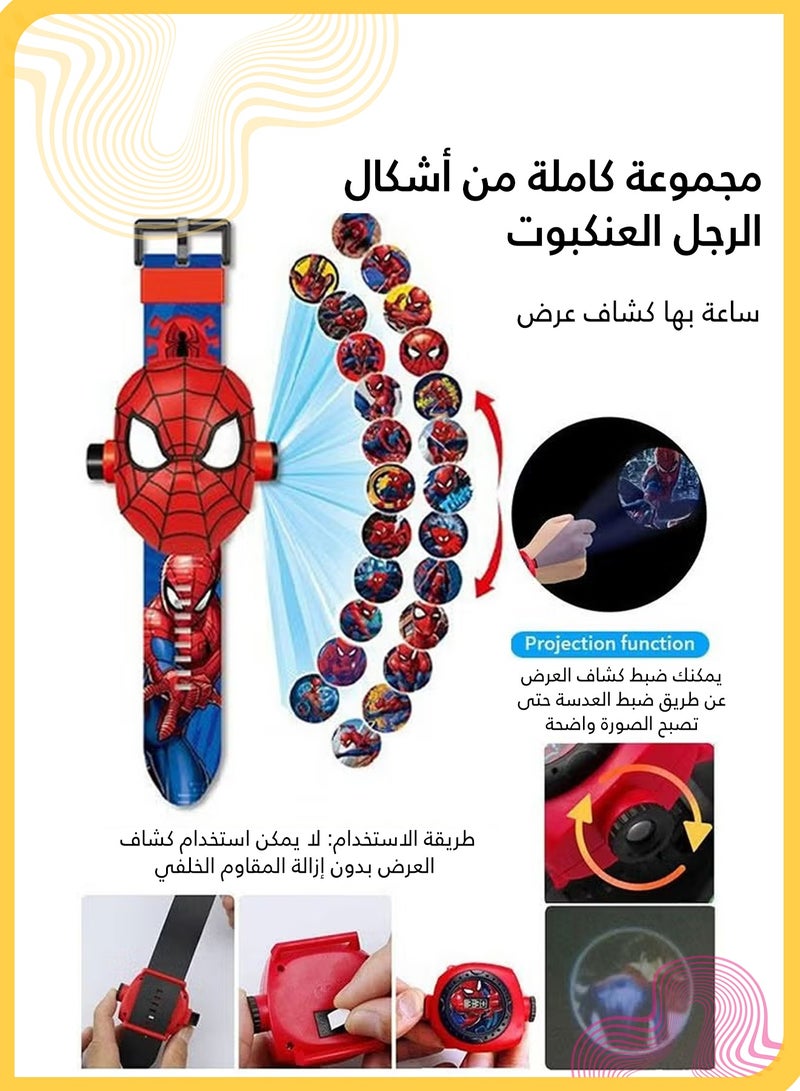 She&Little Spiderman Kids Projection Watch, Watches For Kids, Kids Digital Watch, 24 Cool Projection Images with Flip Cover, Digital Display, Adjustable Strap, Superhero Gift for Children - Image 2